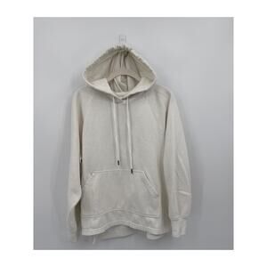 H&M Basics Cream Fleece Lined Hooded Sweatshirt Kangaroo Pocket Womens Medium